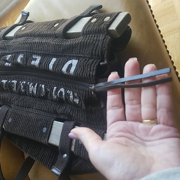 Diesel Vintage RARE Brown Corduroy Cargo Boho Shoulder Tote Bag - Picture 11 of 16